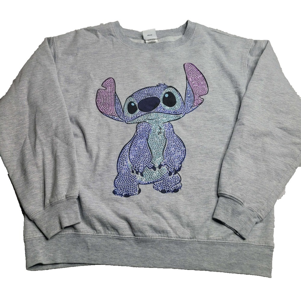 Disney Lilo and Stitch Jeweled Gray Sweatshirt Size Large‎ 11/13